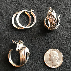 Lot of Sterling Hoop Earrings